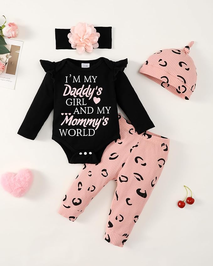 Renotemy Newborn Baby Girl Clothes Outfits Infant Romper Ruffle Floral Pants Cute Toddler Baby Girl Clothes Set