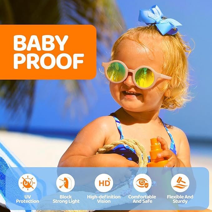RIVBOS Baby Wrap Polarized UV400 Sunglasses - Soft Frame with Secure Strap for Infant and Newborn (0-24 Months) RBK069