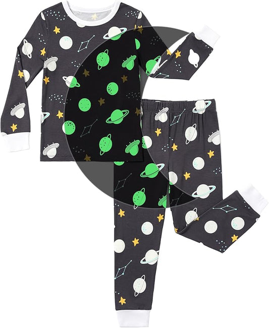 PATPAT Bamboo Viscose Pajama Sets for Toddler Boys & Girls Baby Kids, Ultra-soft Snug fit Pjs Sleepers for Birthday Holiday