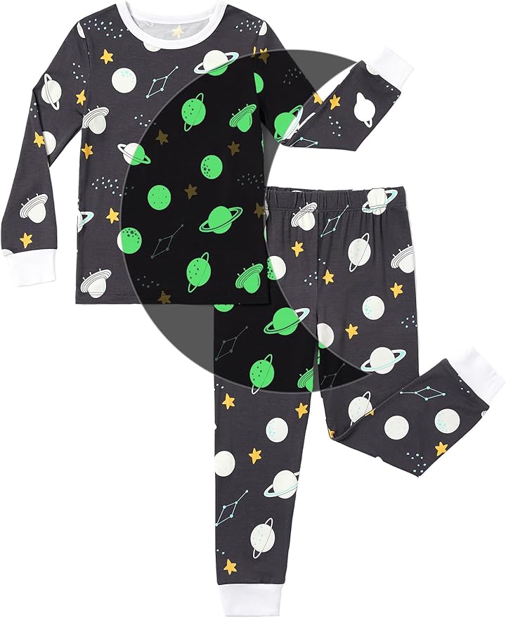 PATPAT Bamboo Viscose Pajama Sets for Toddler Boys & Girls Baby Kids, Ultra-soft Snug fit Pjs Sleepers for Birthday Holiday