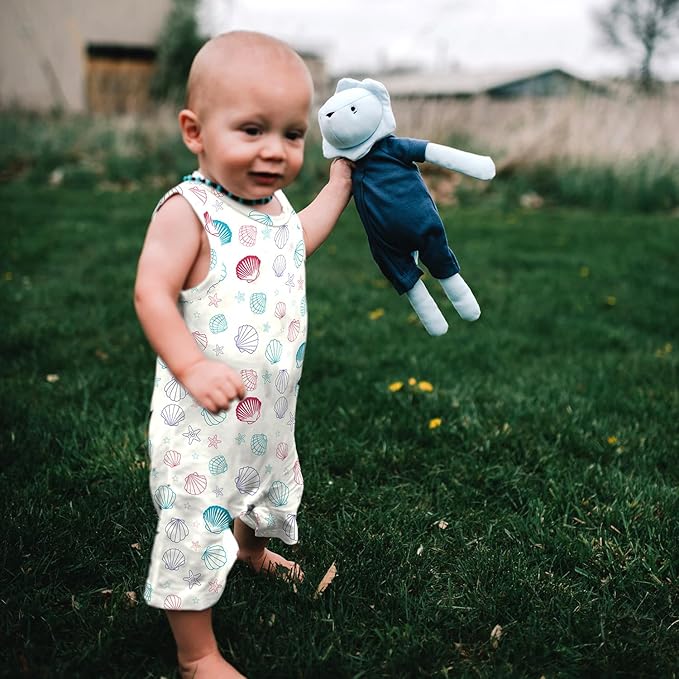 Babysoy Organic Pattern Print Tank Romper Shortall