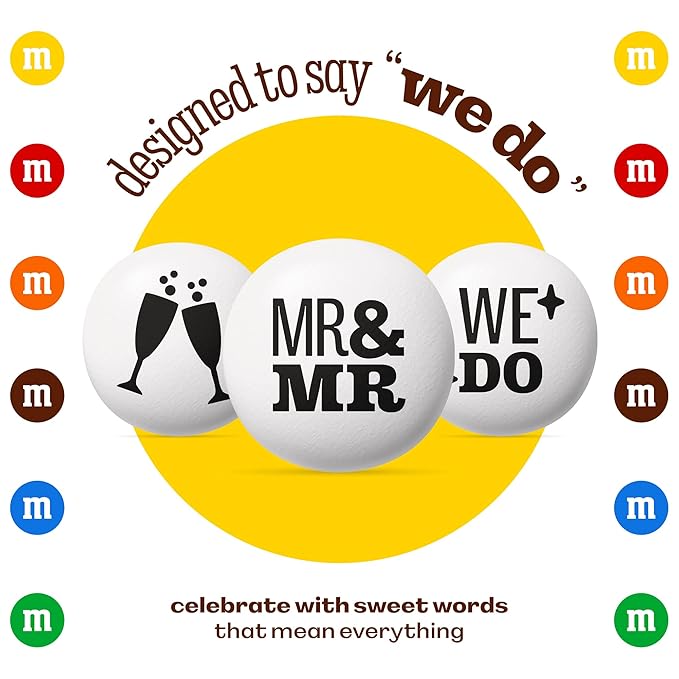 M&M’S WORLD “Mr. and Mr.” Milk Chocolate Candy, 5 lbs Bulk Candy for Wedding Decorations, Unique Favors, or Cake Topper