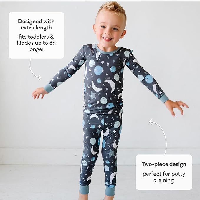Little Sleepies Two-Piece Pajama Set for Boys & Girls, Soft Viscose from Bamboo Toddler Pajamas for Kids, Family Matching PJs