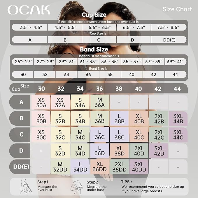 OEAK Womens Deep V Bras Wireless Comfortable Bra Supportive No Underwire Bras Tshirt Push Up Bralettes Plunge Seamless Bra