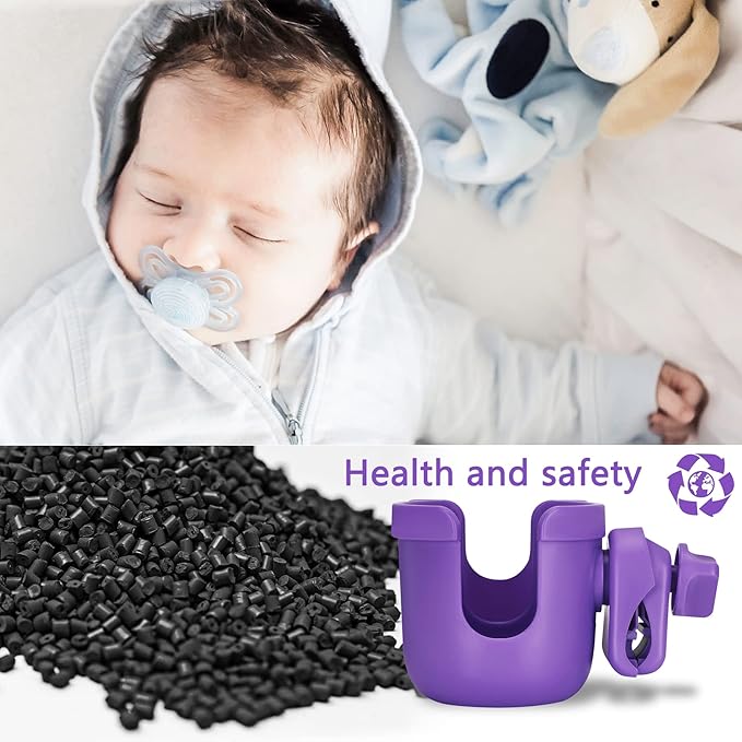 Suranew Adjustable Stroller Cup Holder with Phone Holder for Baby Stroller for Family Members, Walker Purple