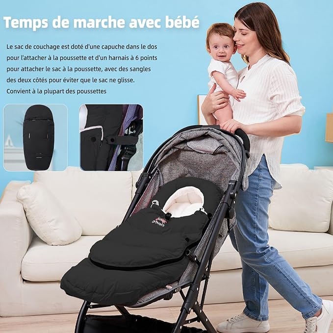 F-Y-YIYI Bunting Bag for Stroller Sleeping Bags Thickened Warm Stroller Blanket Toddler Removable Newborn Baby footmuff Winter Baby Travel Essential