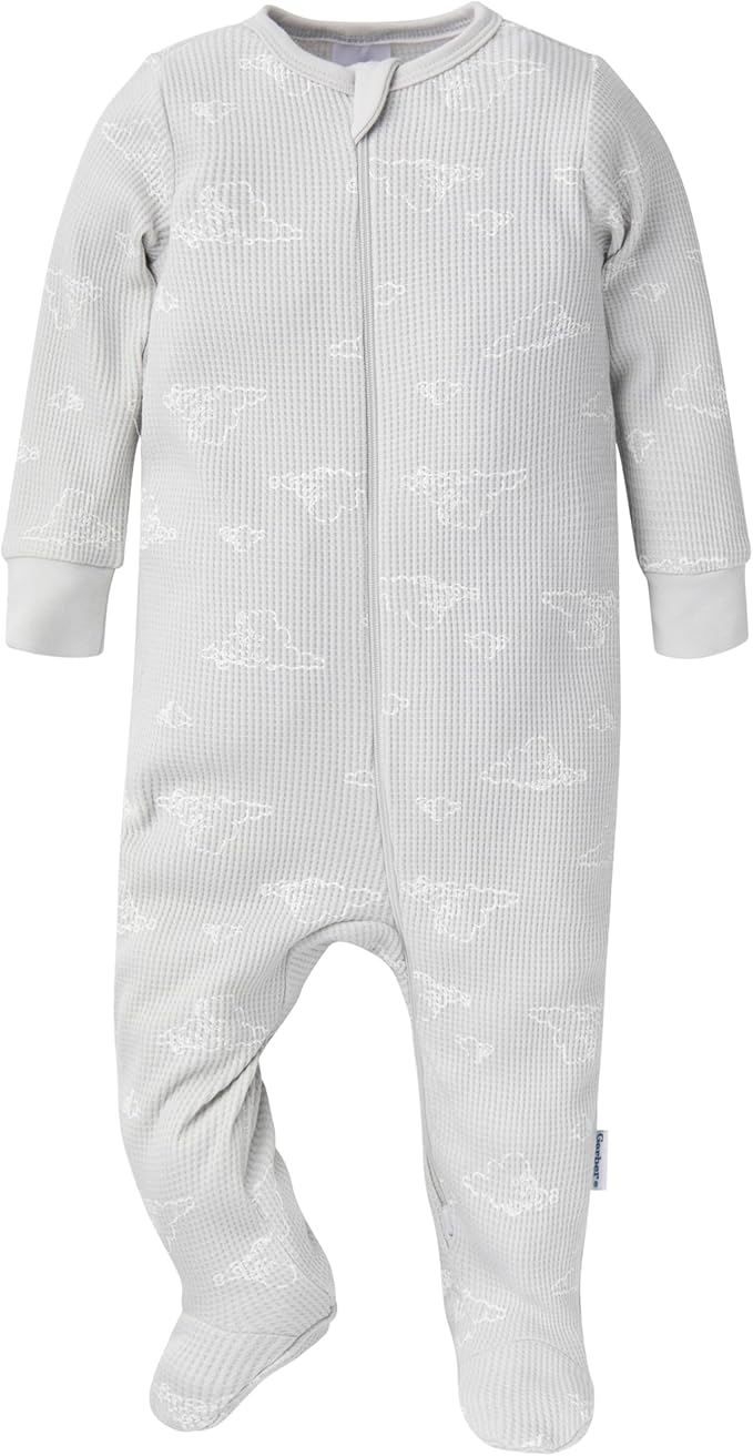 Gerber baby-girls 2-pack 2-way Zip Thermal Footed Sleep 'N Play