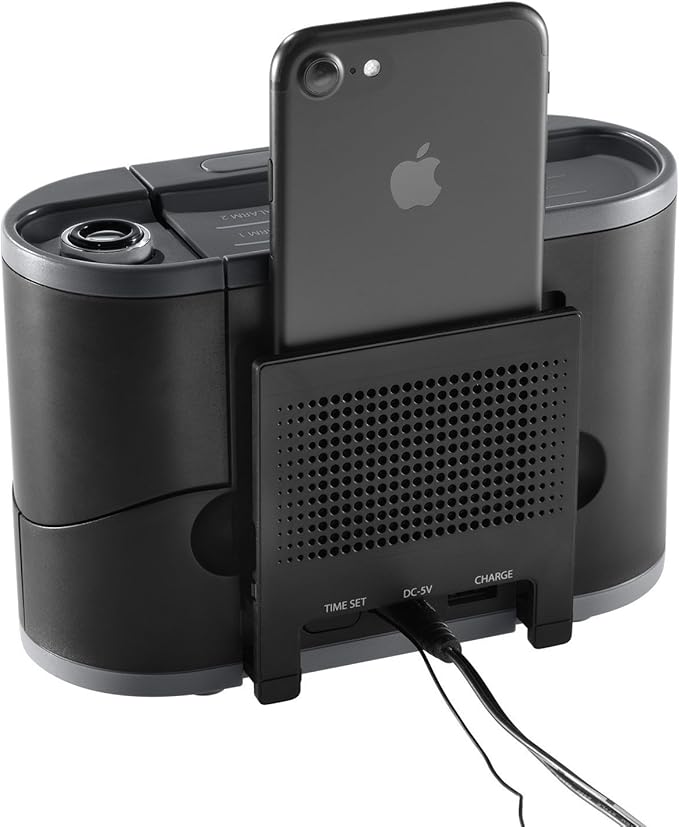 Homedics SoundSleep Recharged Alarm Clock & White Noise Sound Machine, 6-in-1 Projection Alarm Clock and Sleep Sound Machine, 8 Nature Sounds and Indoor Temperature Sensor, Auto-Off Timer