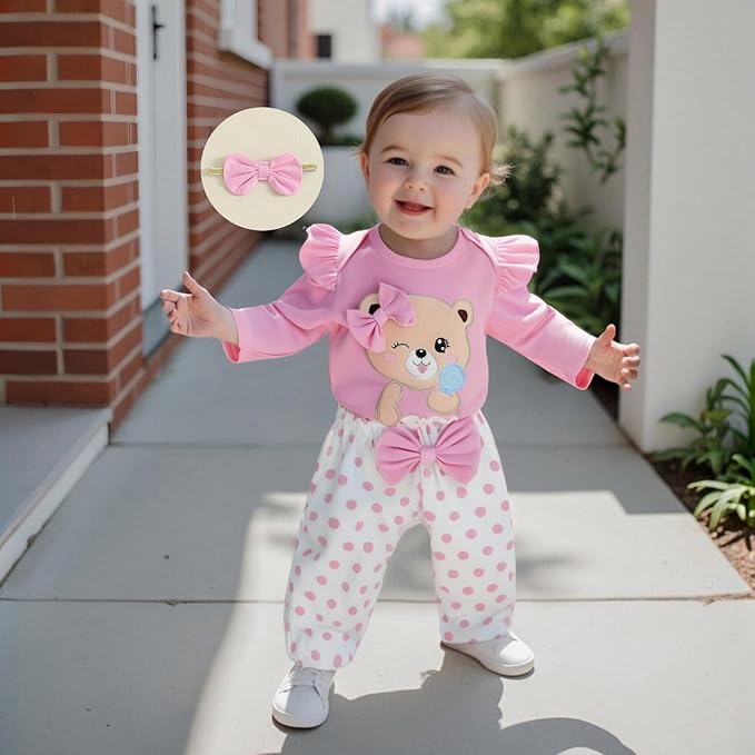 Fernvia Western Newborn Baby Girl Clothes Long Sleeve Letter Print Romper Animal Print Pants Headband 3Pcs Outfits Sets