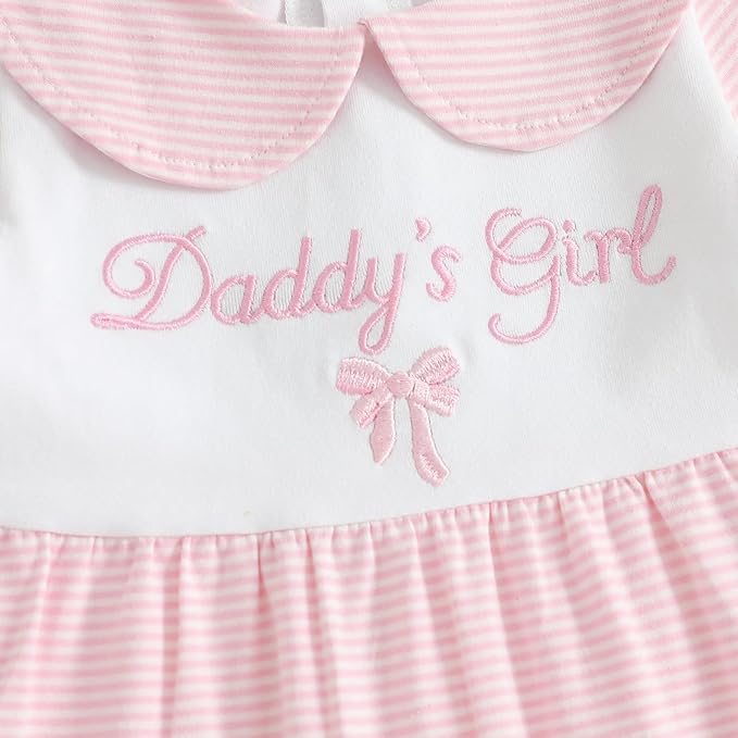 Newborn Baby Girl Footed Romper Onesie Little Sister Embroidery Fall Clothes Coming Home Outfit Vintage Jumpsuit