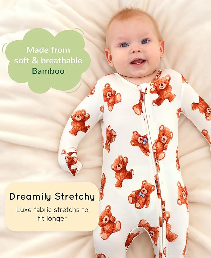 Footless Pajamas Baby Boy Girls, Viscose from Bamboo Baby Pajamas, Two Way Zipper Sleepers, Newborn Pjs