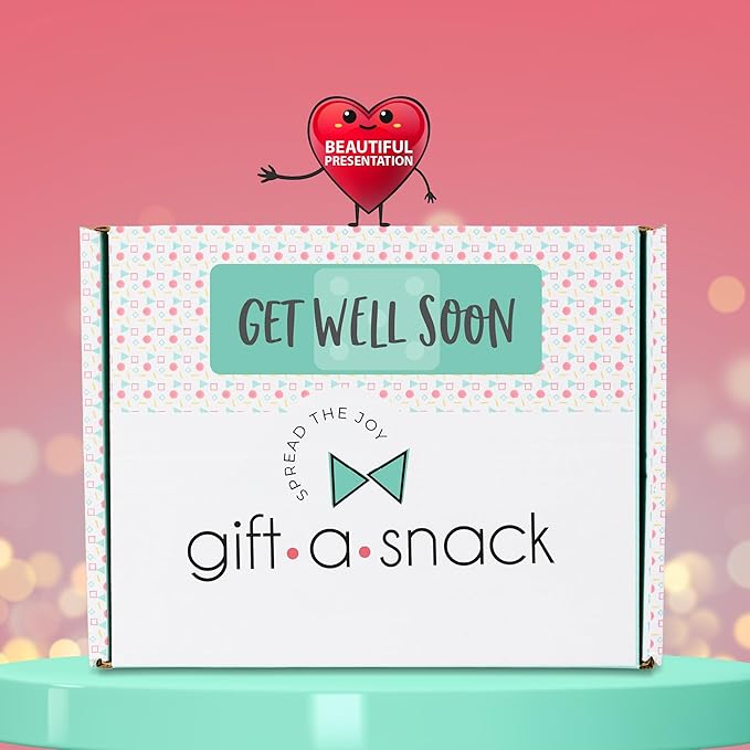 Gift A Snack - Get Well Soon Snack Box Variety Pack Care Package + Greeting Card (60 Count) Feel Better Sweet Treats Gift Basket, Candies Chips Crackers Bars - Cravy Food Assortments & Variety Gifts