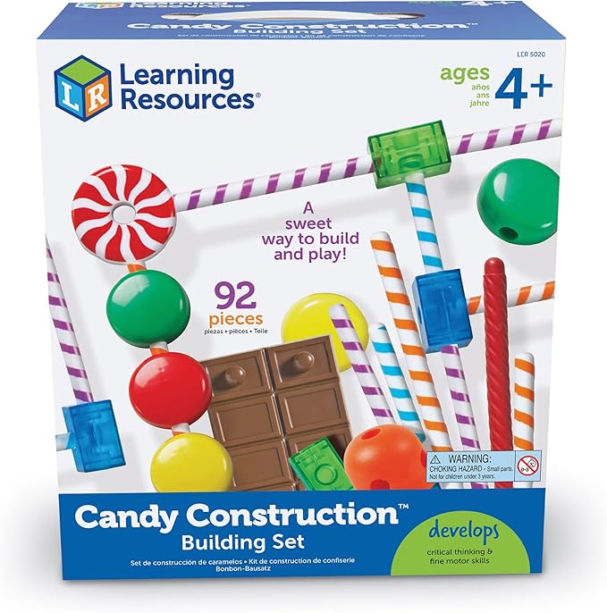 Learning Resources Candy Construction Building Set - 92 Pieces, Ages 4+ Toddler Learning Toys, Fine Motor Building Toy, Preschool Toys, STEM Toys