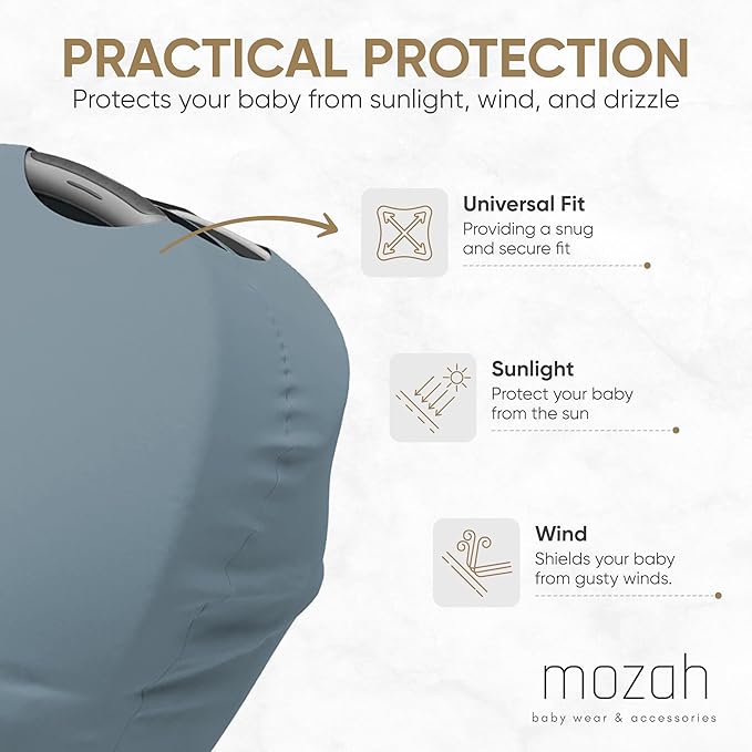MOZAH Baby Multi-Use Cover: 9-in-1 Car Seat & More Covers - Nursing, Shopping Cart, High Chair - Blue Mirage