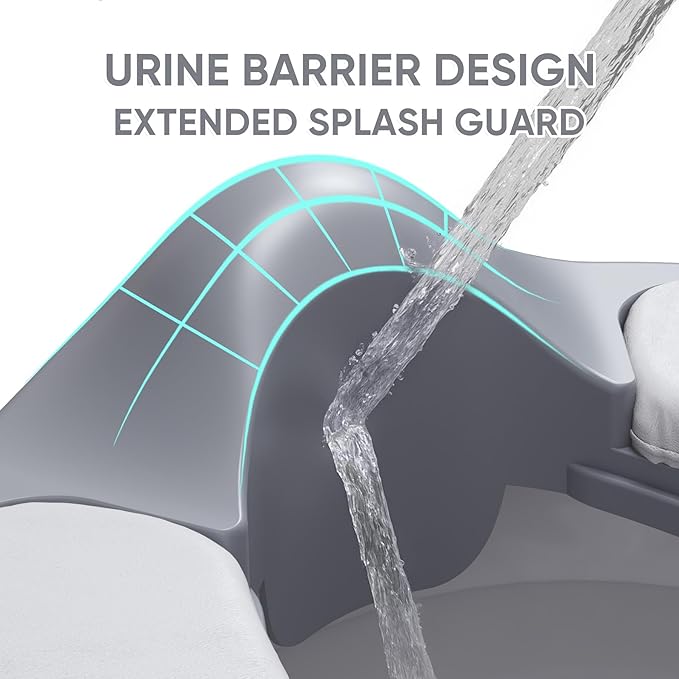 3-in-1 Potty Training Seat & Training Toilet & Potty Chair, Height Adjustable Toddler Toilet Seat for Kids Boys Girls, Foldable Potty Training Toilet with Splash Guard and Anti-Slip Steps (Grey)