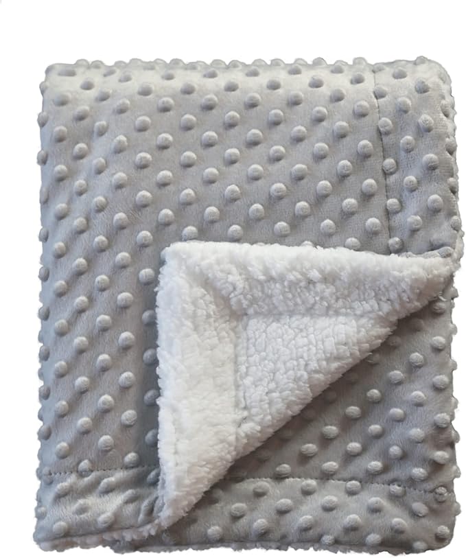 CREVENT Cozy Soft Warm Sherpa Baby Blanket for Infant Toddler's Crib Cot Stroller Gifts for Baby Boys All Season Use (30"X40" Light Grey dot)