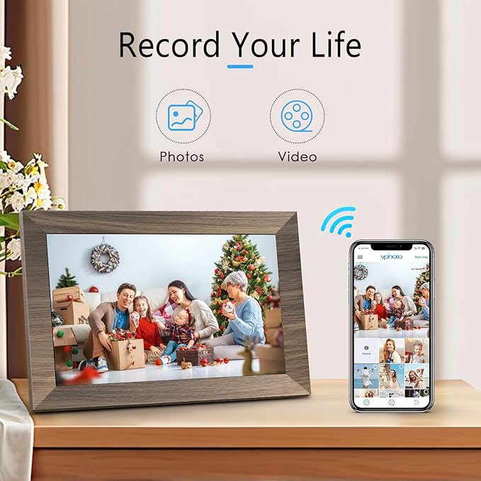 Canupdog 10.1 WiFi Digital Picture Frame, IPS Touch Screen Smart Cloud Digital Photo Frame with 16GB Storage, Wall Mountable, Auto-Rotate, Share Photos from Anywhere Via App, Email