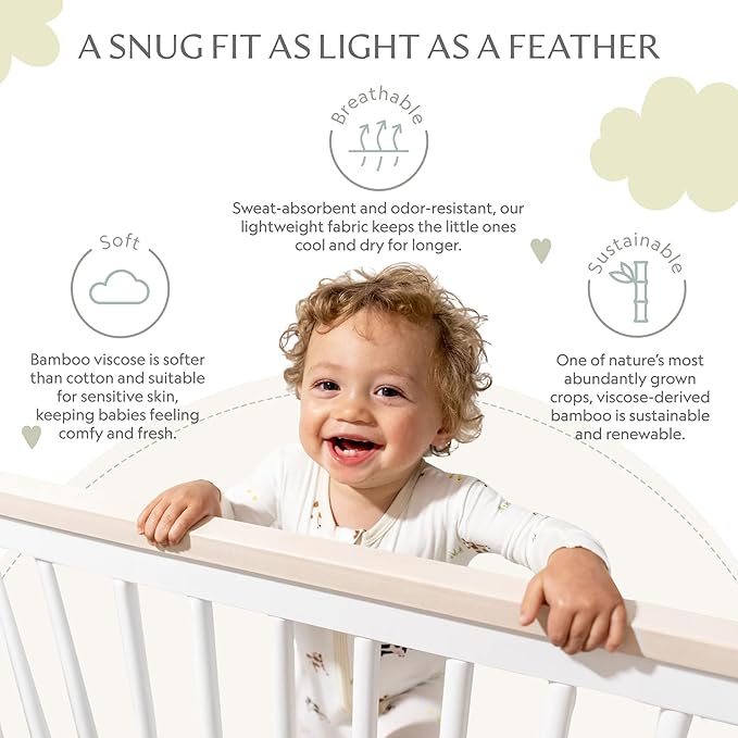 Bamboo Little Soft Baby Footie Pajamas, Baby Clothes, Newborn Sleepers, 95% Viscose and 5% Spandex, 0-24 Months