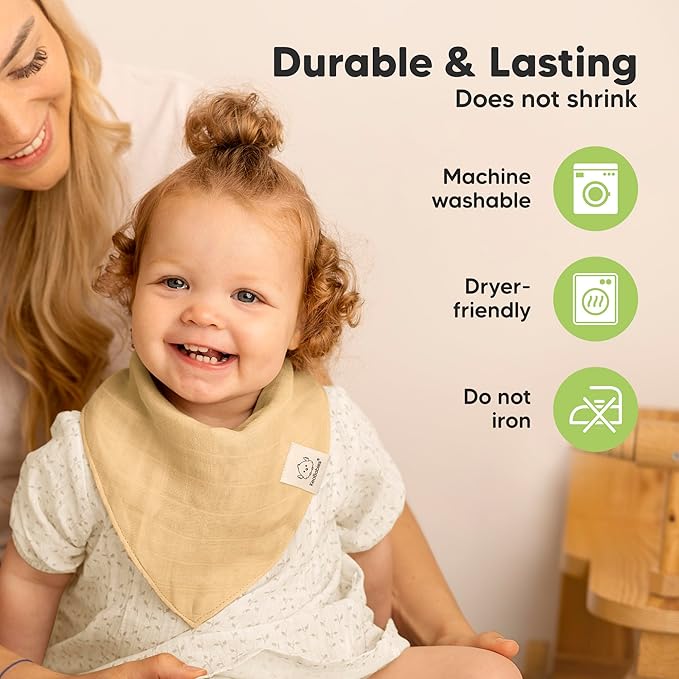 8-Pack Muslin Baby Bibs for Boys, Girls - Muslin Bandana Drool Bibs for Baby Girl & Boy, Drooling Newborn, Teething Toddler, Infant 0-36 Months, 100% Cotton Extra Absorbent & Soft (Primeval)