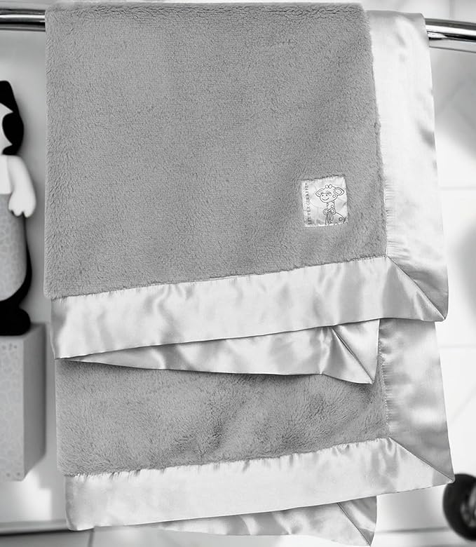 Little Giraffe Posh Mink Baby Blanket - Double-Sided Ultra Soft Plush Fabric, for New Moms, Newborn Must-Have for Girls & Boys, Cozy & Cuddly Comfort Blanket, 29" x 35", Silver