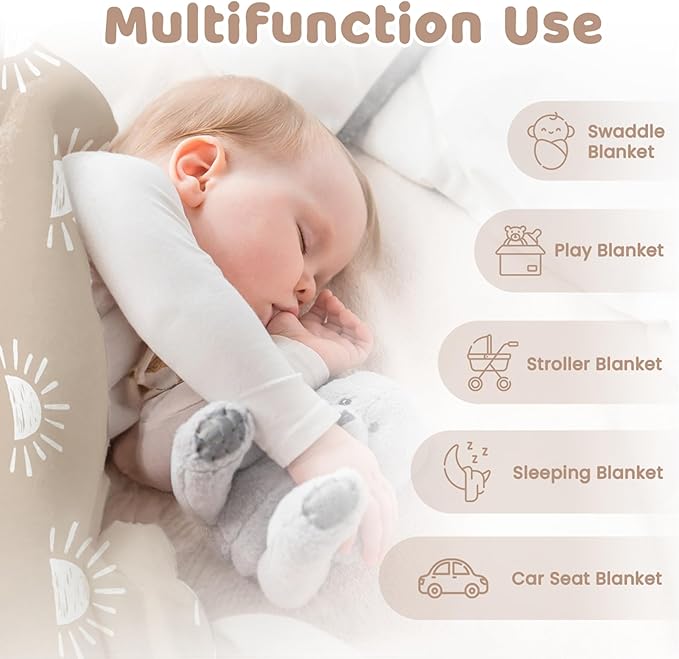 Sun Minky Baby Blanket 30 x 40 Inches for Boys Girls, Soft Plush Receiving Blanket with Dotted Back, Gift for Toddler Newborn Infant Christmas Birthday Baby Shower