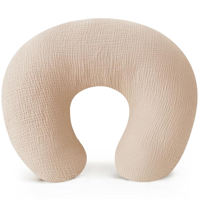 Konssy Muslin Nursing Pillow Covers, 100% Cotton Soft & Adorable Covers for Breastfeeding Pillows, Slipcovers for Newborn Baby Boys & Girls