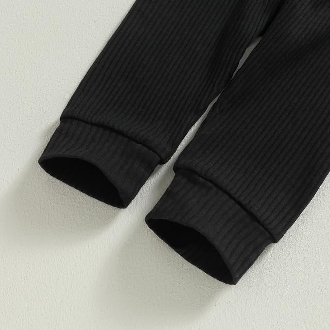 Newborn Baby Boy Girl Clothes Ribbed Knitted Long Sleeve Romper Pants Solid Cotton Infant Fall Winter Outfits 2Pcs