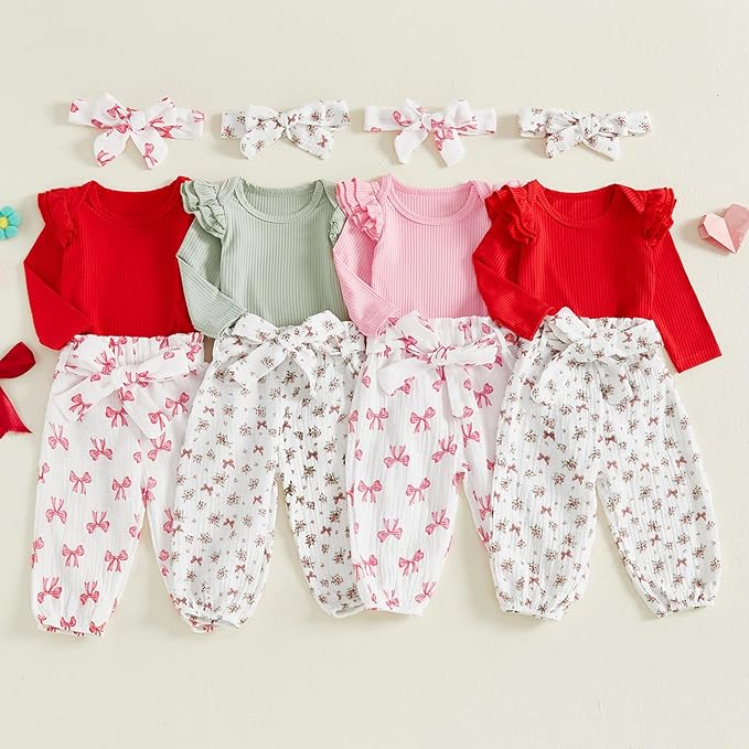 Mubineo Baby Girl Clothes Outfits Cute Flower Romper Daisy Pant Fall Winter Newborn Outfit Sets