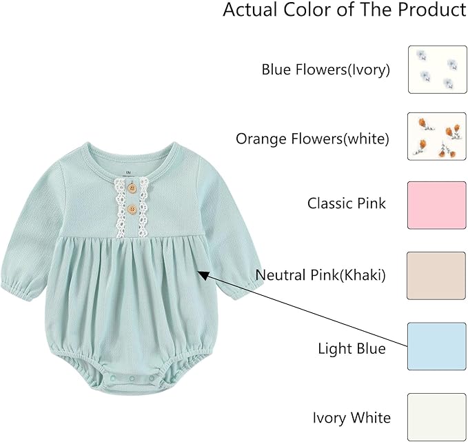 Baby Girl Clothes Cotton Bubble Romper Floral Bodysuits Infant Outfit Set