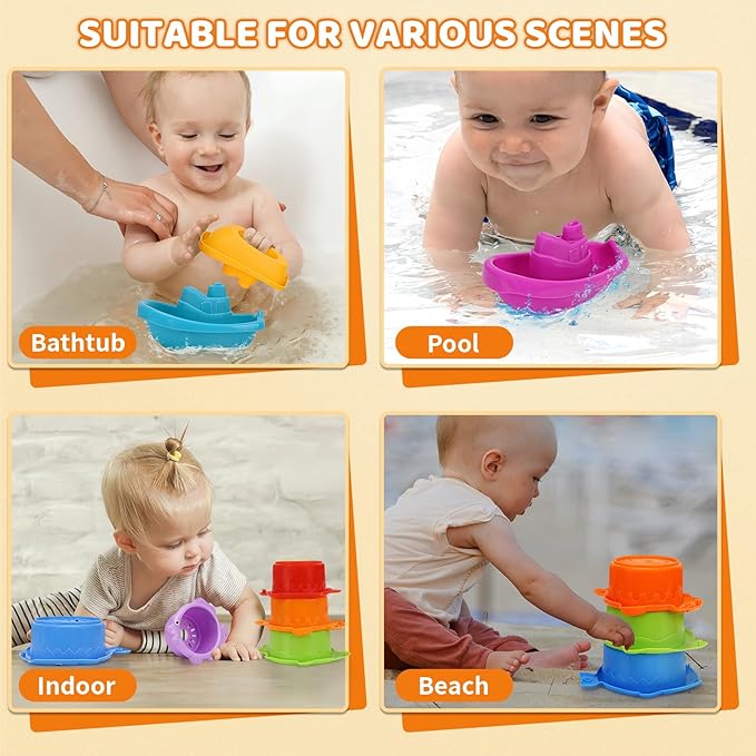 Baby Bath Toys for Kids Ages 1-3,13 Pcs Bathtub Toys for Babies 6-12-18 Months, Mold Free Bath Toys Toddlers 2-4 Years Old,Stacking Cups & Watering Can,Water Table Toys for Infants Boys Girls 1 2 3 4