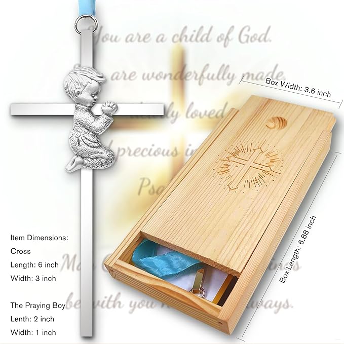 Baptism Gifts for Boys & Girls,First Communion Gifts for Kids,Christening Baby Shower Party 6in Praying Cross