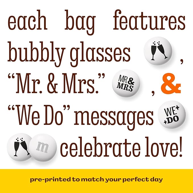 M&M’S WORLD “Mr. and Mrs.” Milk Chocolate Candy - 2 lbs of Bulk Chocolate Candy for Wedding Decorations, Wedding Favors, and More
