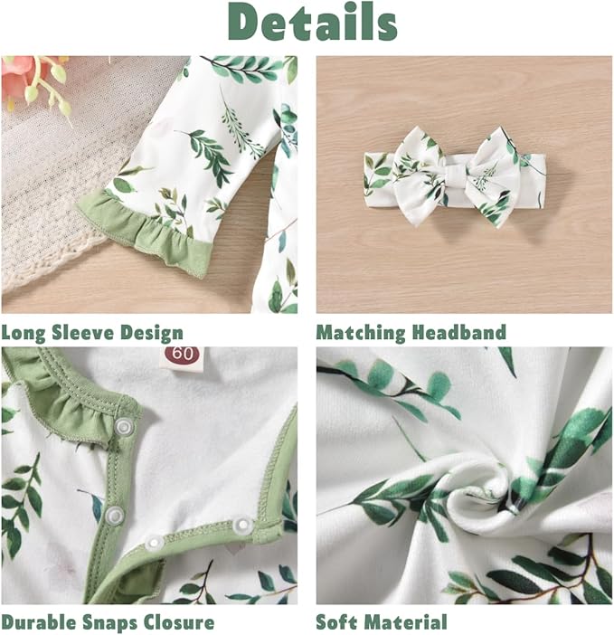 Aalizzwell Baby Girls Romper Outfit Fall Winter Clothes with Accessories