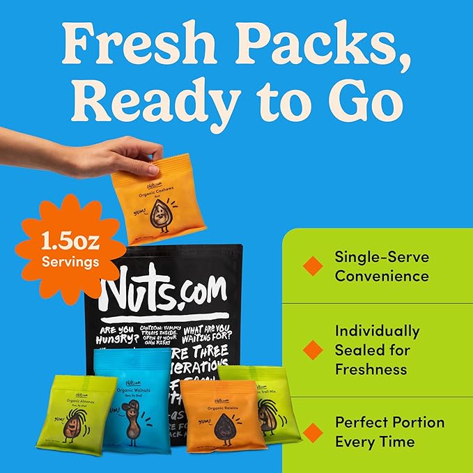 Nuts.com – Organic Dried Fruit and Nuts Variety Box – Gourmet Assortment for Summer and Festive Gifts – Includes Organic Cashews, Almonds, Walnuts, Raisins, and Trail Mix