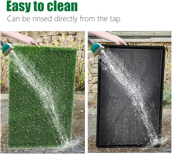 Artificial Grass Dog Grass Pad with Tray, Reusable Pet Urinal Pads for Training, 4 Layers Washable Bathroom Balcony Indoor Dog Potty (M-20×25")