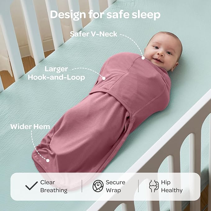 Momcozy Swaddles for Newborns, Quiet Fastner Suitable for Infant 0-3 Months, New-Parent-Friendly Swaddle Sack, Reduce Startle Reflex, Newborn Boys Girls Registry Essentials, 2-Pack, Bloom