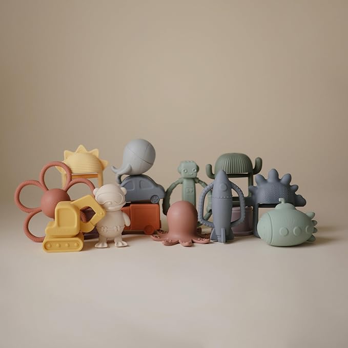 mushie Silicone Baby No-Drop Cactus Teether Toy