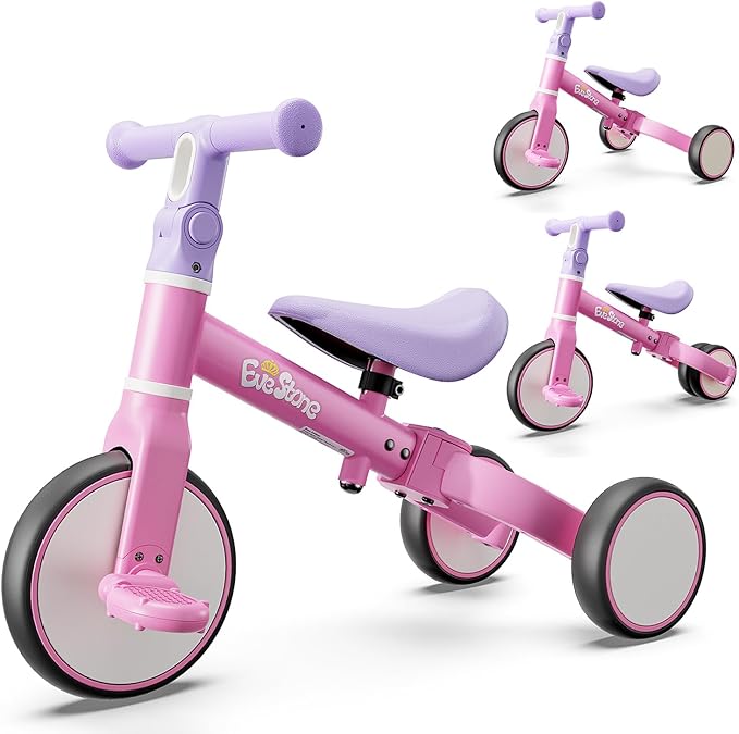 5-in-1 Toddler Balance Bike & Tricycle, Learn-to-Ride Toy for 18 Months to 4 Years, Outdoor & Indoor Ride-On for Gross Motor Skills, Birthday Gift Bike for Girls 2-4 Year Olds – Pink