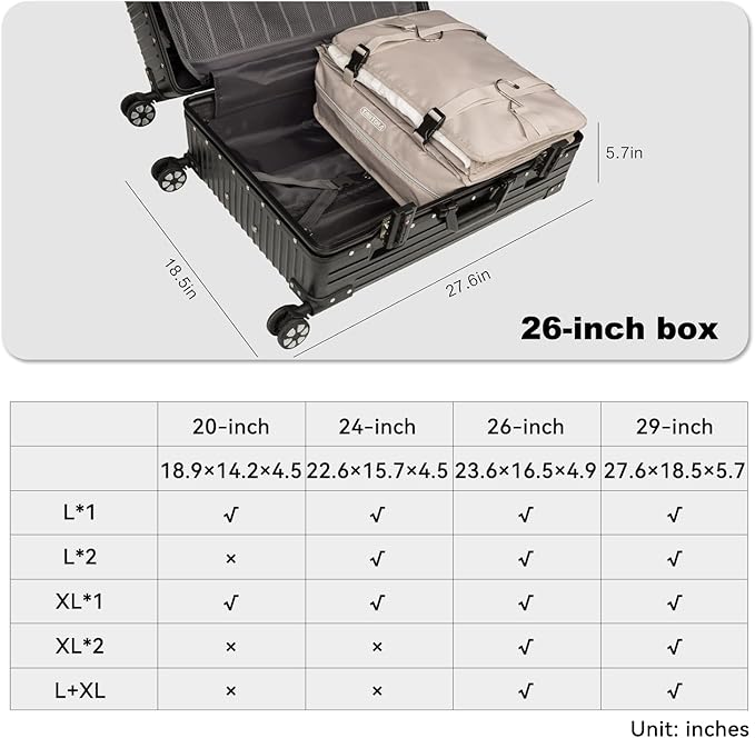 TABITORA Portable Hanging Travel Shelves Bag Packing Cube Organizer Suitcase Storage Large Capacity