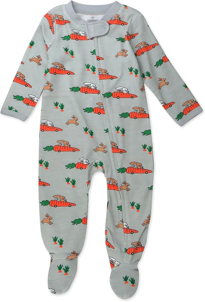 HonestBaby Baby Celebration Sleep & Play Footed One-Piece Pajama Sleeper 100% Organic Cotton