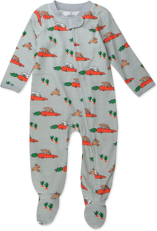 HonestBaby Baby Celebration Sleep & Play Footed One-Piece Pajama Sleeper 100% Organic Cotton