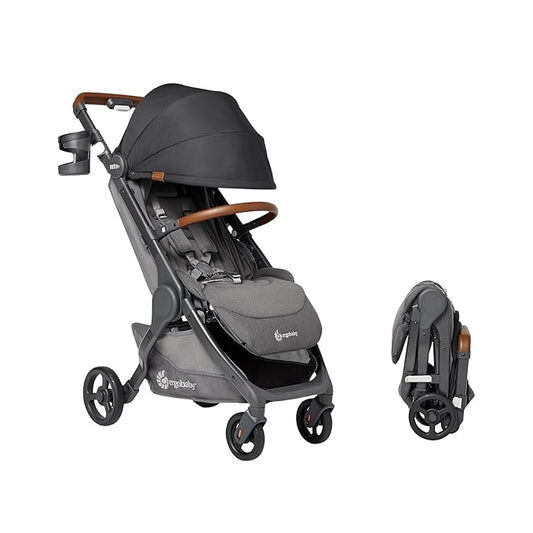Ergobaby Metro+ Deluxe Compact Baby Stroller - Foldable, Lightweight Umbrella Stroller - Folds Down for Overhead Airplane Storage (Carries up to 50 lbs) - Car Seat Compatible - Skyline Shawdow