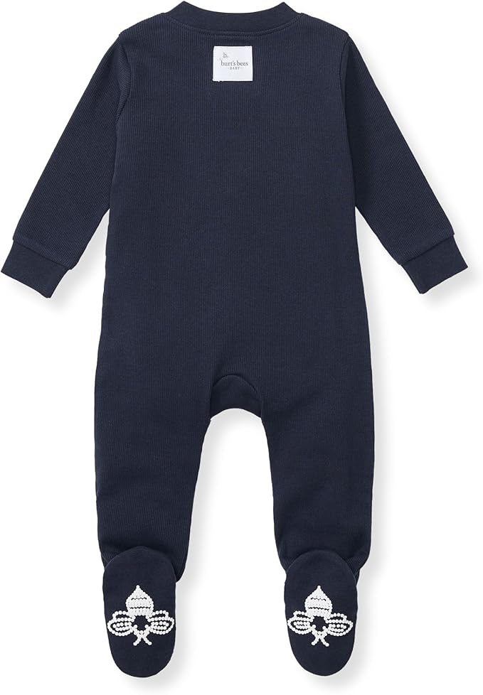 Burt's Bees Baby Baby Girls Pajamas, Zip Front Non-Slip Footed Sleeper Pjs, 100% Organic Cotton