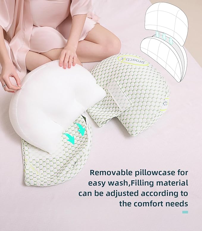 Pregnancy Pillow for Pregnant Women – Comfortable Maternity Pillow for Side Sleepers, Supports Back, Belly, HIPS, and Legs, with Removable & Adjustable Cover
