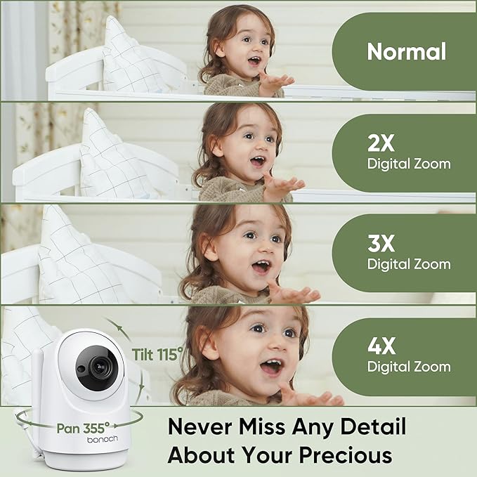 bonoch MegaView Baby Monitor No WiFi, 10" 720p Video Baby Montior with Camera and Audio, Up to Quad Split Screen, 10000mAh Battery, VOX Mode, Remote PTZ, Night Vision, for Multi-Child, Pets, Elderly
