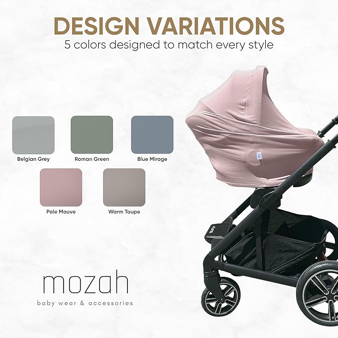 MOZAH Baby Multi-Use Cover: 9-in-1 Baby Car Seat Cover, Nursing Cover, Grocery Cart Cover & More, Breastfeeding Must Haves First Time Mom on Baby Registry (Pale Mauve, Dusty Pink)