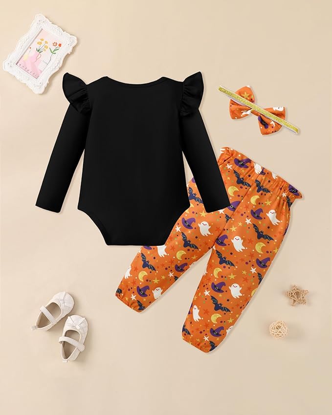 Baby Girl Clothes Newborn Infant Cotton Ruffle Romper+ Floral Pants + Headband Sets Fall Winter Outfits