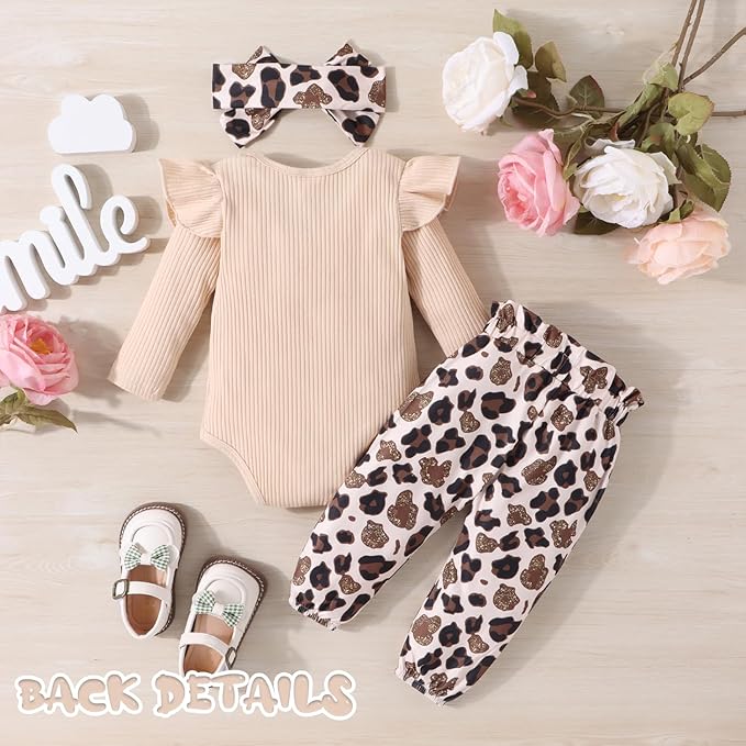 GDTOGRT Baby Girl Clothes Newborn Infant Outfits Ruffle Romper+ Floral Pants + Cute Headband Sets for Girls