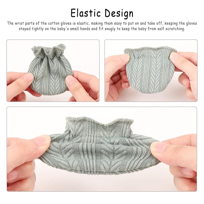 Newborn Receiving Blanket with Bow Hat Mittens Wooden Card Set Wheat-Pattern Newborns Toddler Baby Boy Girl Nursery Swaddle Wrap