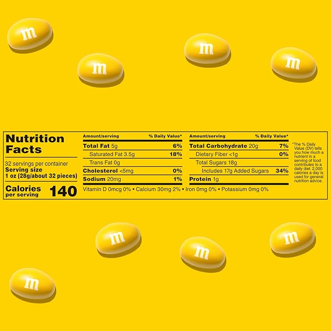 M&M'S WORLD Yellow Peanut M&M’s chocolate candy 2 lb bag – bright snack for birthdays, buffets, celebrations, desserts, gifts, gatherings, or cheerful table display
